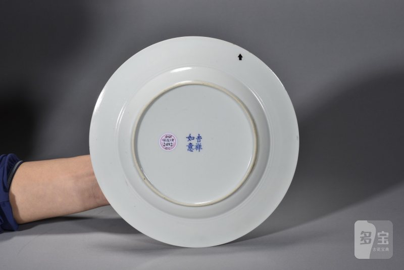 清宣统 浅绛彩花卉纹折腰盘 - 图3